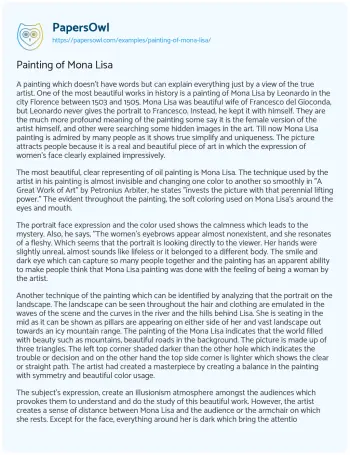 Essay on Painting of Mona Lisa