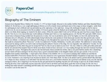 Essay on Biography of the Eminem