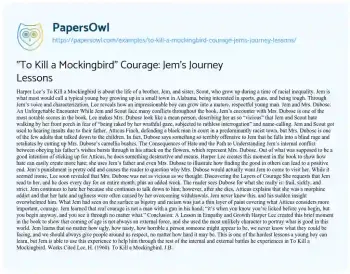 Essay on “To Kill a Mockingbird” Courage: Jem’s Journey Lessons