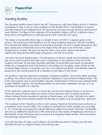 Essay on Standing Buddha