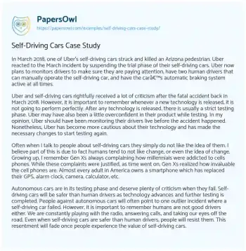 Essay on Self-Driving Cars Case Study