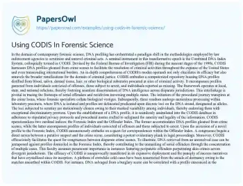 Essay on Using CODIS in Forensic Science