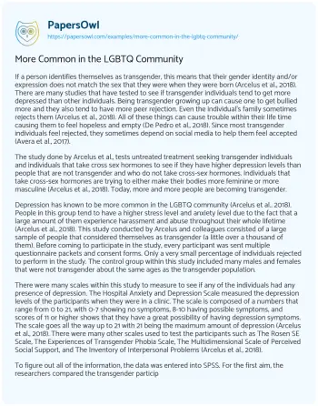 Essay on More Common in the LGBTQ Community