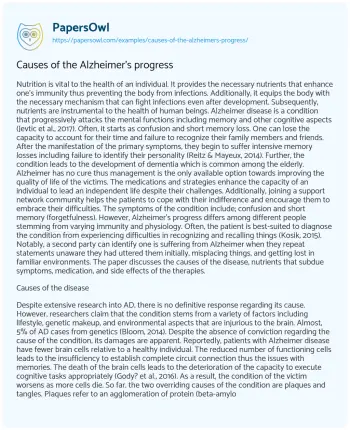 Essay on Causes of the Alzheimer’s Progress