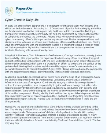 Essay on Cyber Crime in Daily Life