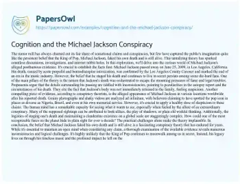 Essay on Cognition and the Michael Jackson Conspiracy