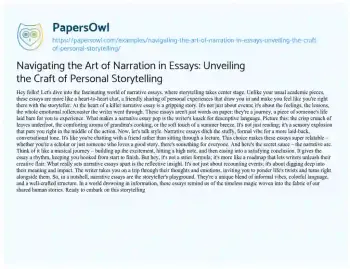 Essay on Navigating the Art of Narration in Essays: Unveiling the Craft of Personal Storytelling