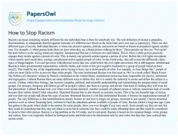 Essay on How to Stop Racism