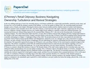 Essay on JCPenney’s Retail Odyssey: Business Navigating Ownership Turbulence and Revival Strategies