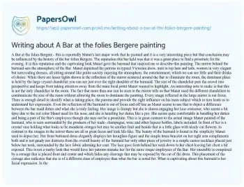 Essay on Writing about a Bar at the Folies Bergere Painting