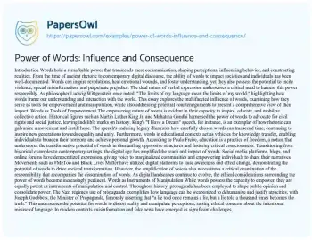 Essay on Power of Words: Influence and Consequence