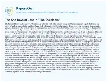 Essay on The Shadows of Loss in “The Outsiders”