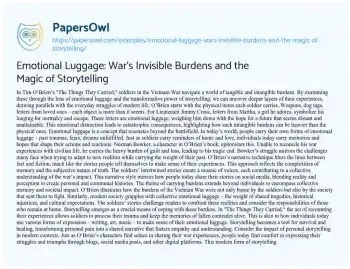 Essay on Emotional Luggage: War’s Invisible Burdens and the Magic of Storytelling