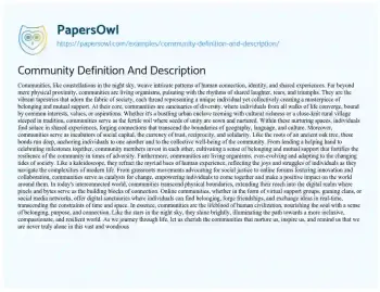 Essay on Community Definition and Description