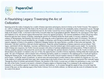 Essay on A Flourishing Legacy: Traversing the Arc of Civilization