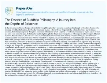 Essay on The Essence of Buddhist Philosophy: a Journey into the Depths of Existence