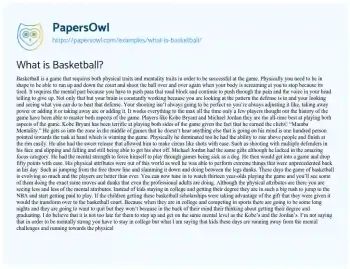 Essay on What is Basketball?