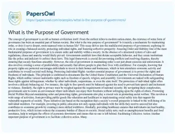 Essay on What is the Purpose of Government