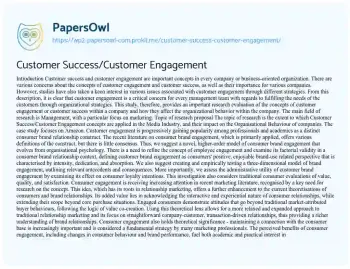 Essay on Customer Engagement Strategies