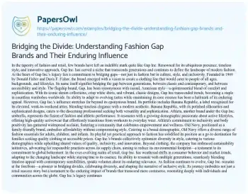 Essay on Bridging the Divide: Understanding Fashion Gap Brands and their Enduring Influence