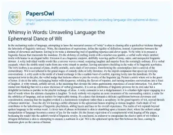 Essay on Whimsy in Words: Unraveling Language the Ephemeral Dance of Wit