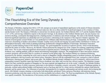 Essay on The Flourishing Era of the Song Dynasty: a Comprehensive Overview