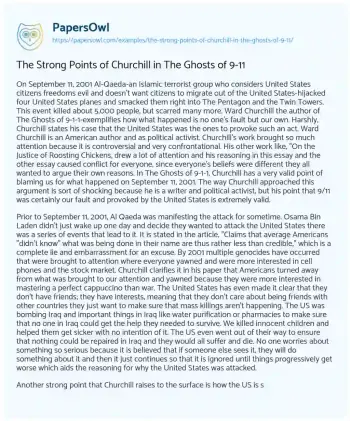 Essay on The Strong Points of Churchill in the Ghosts of 9-11