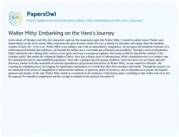 Essay on Walter Mitty: Embarking on the Hero’s Journey