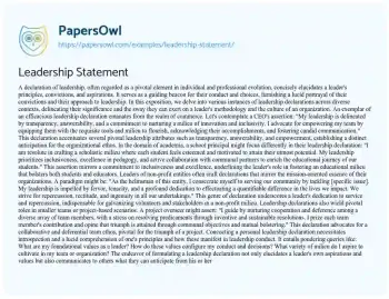 Essay on Leadership Statement