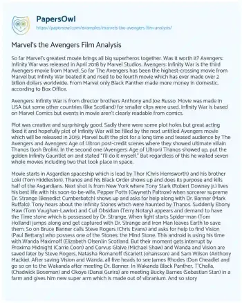 Essay on Marvel’s the Avengers Film Analysis