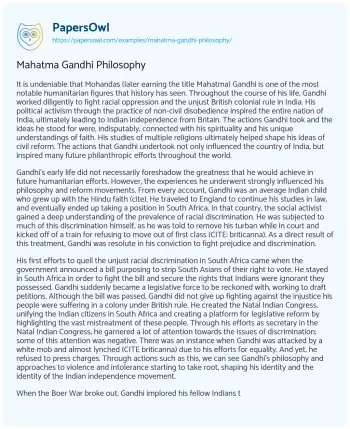 Essay on Mahatma Gandhi Philosophy