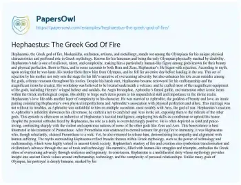 Essay on Hephaestus: the Greek God of Fire