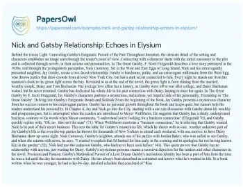 Essay on Nick and Gatsby Relationship: Echoes in Elysium