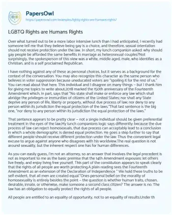 Essay on LGBTQ Rights as Human Rights