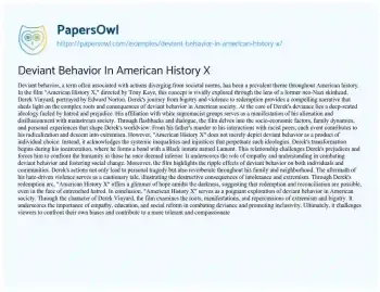 Essay on Deviant Behavior in American History X