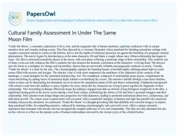 Essay on Cultural Family Assessment in under the same Moon Film