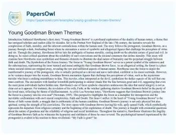 Essay on Young Goodman Brown Themes