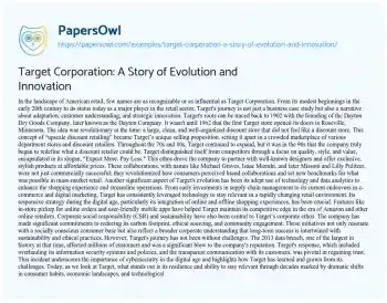 Essay on Target Corporation: a Story of Evolution and Innovation