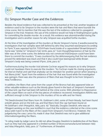 Essay on O.J. Simpson Murder Case and the Evidences