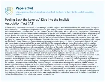 Essay on Peeling Back the Layers: a Dive into the Implicit Association Test (IAT)