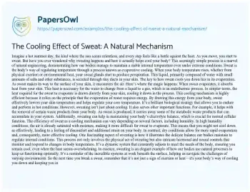 Essay on The Cooling Effect of Sweat: a Natural Mechanism