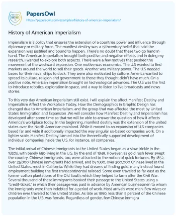 Essay on History of American Imperialism