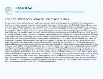 Essay on The Key Differences between Shiites and Sunnis