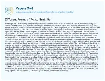 Essay on Different Forms of Police Brutality