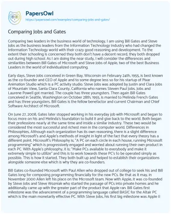 Essay on Comparing Jobs and Gates