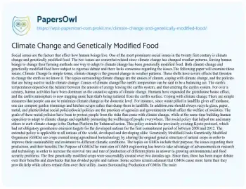 Essay on Climate Change and Genetically Modified Food