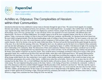 Essay on Achilles Vs. Odysseus: the Complexities of Heroism Within their Communities