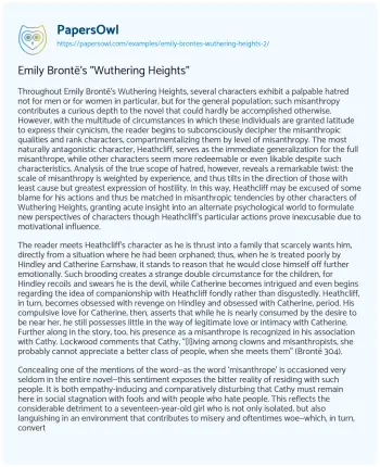 Essay on Emily Brontë’s “Wuthering Heights”