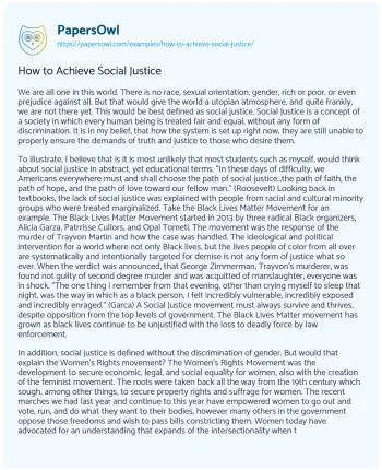 Essay on How to Achieve Social Justice