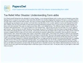 Essay on Tax Relief after Disaster: Understanding Form 4684